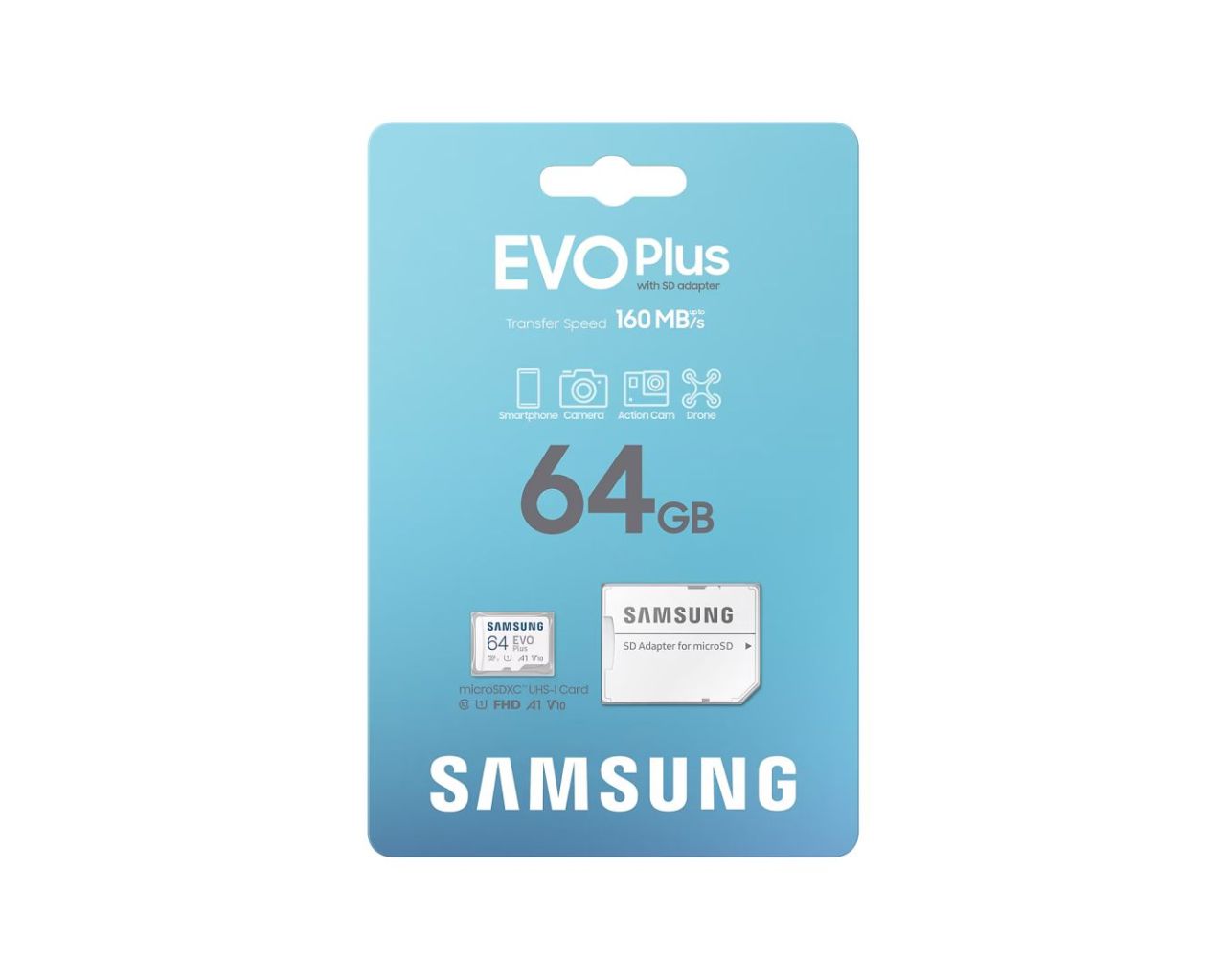 Samsung 64GB microSDXC EVO Plus Class10 U3 A2 V30 + adapterrel