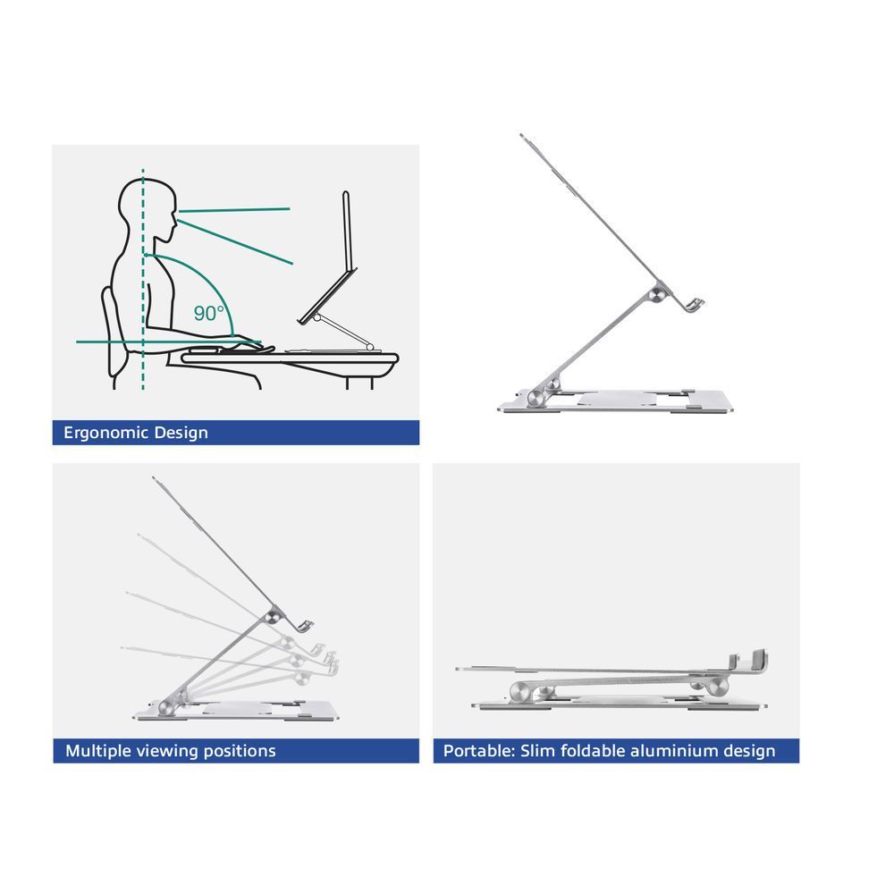 ACT AC8135 Foldable laptop stand aluminium stepless height adjustable