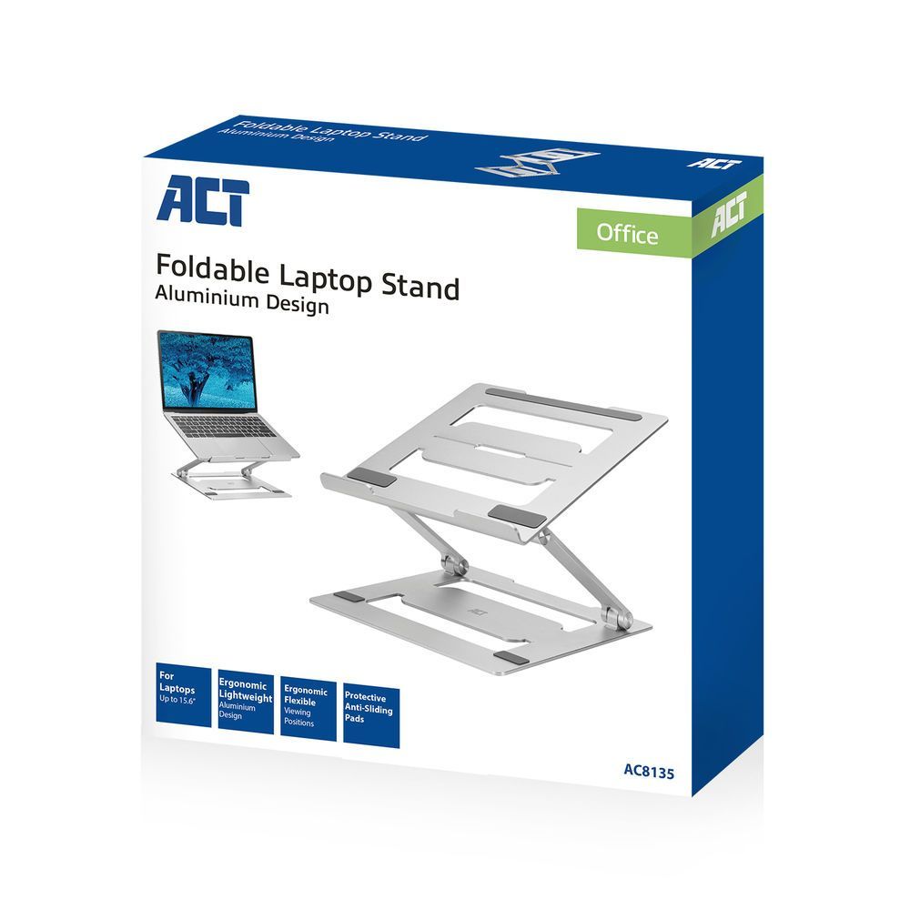 ACT AC8135 Foldable laptop stand aluminium stepless height adjustable