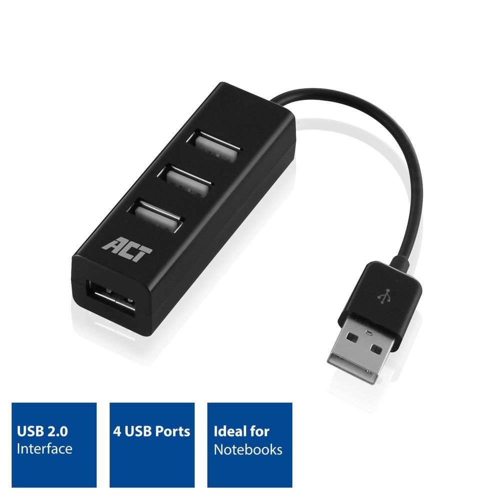 ACT AC6205 4-portos USB 2.0 HUB Black