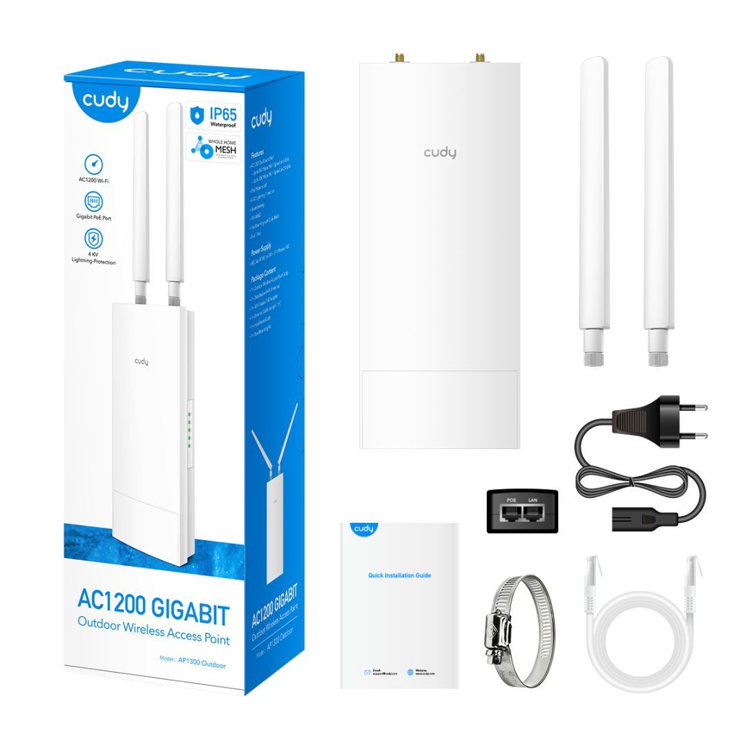 Cudy AP1300 Outdoor AC1200 Wi-Fi Access Point White