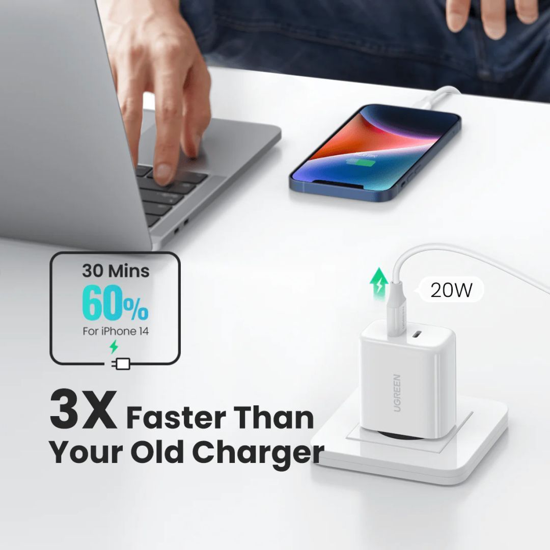 UGREEN 40W Dual USB-C Charger - 2 Ports White