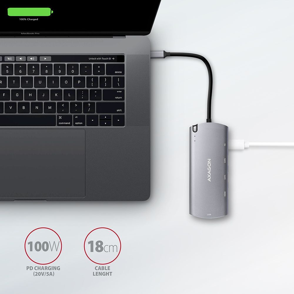 AXAGON HMC-6M2 SuperSpeed USB-C Combo 6in1 Hub