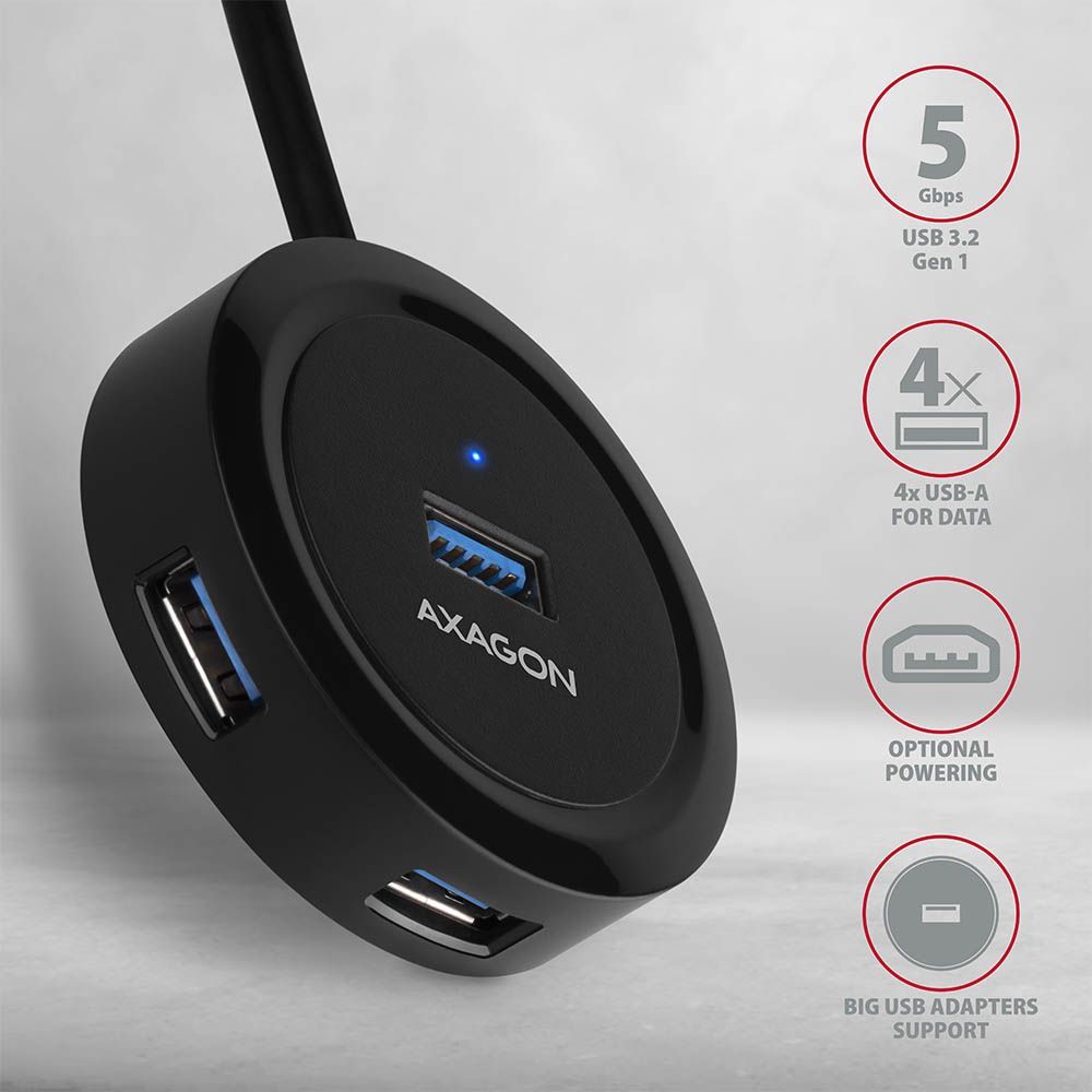 AXAGON HUE-P1A USB3.2 Hub 4-port black