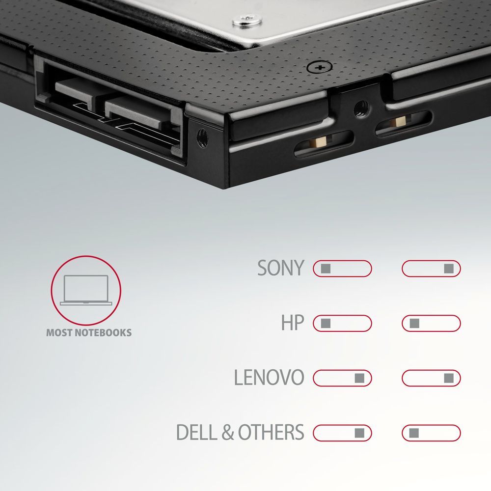 AXAGON RSS-CD09 ODD – 2,5" SATA SSD/HDD Caddy 9,5mm Black