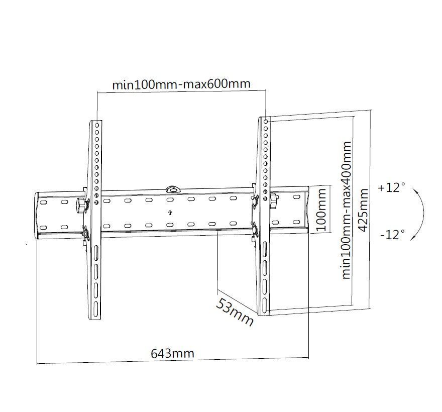 EQuip 37"-70" Tilt TV Wall Bracket Black