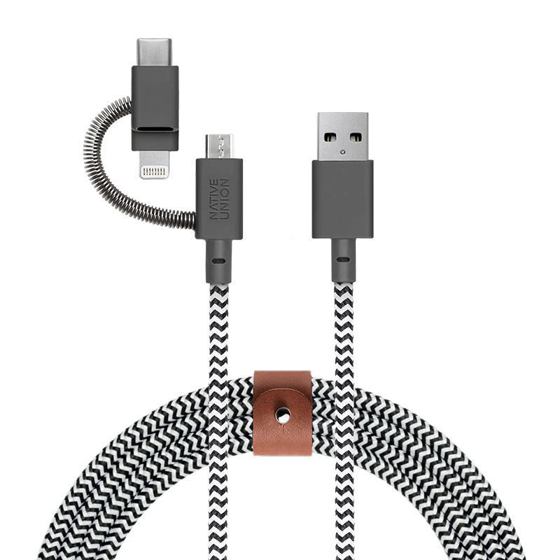 Native Union Belt Universal Cable (USB-C – Lighting/USB-C) 1.8m, zebra