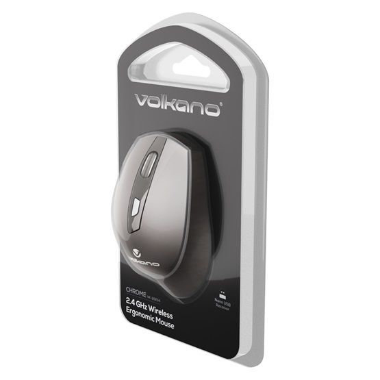 Volkano Chrome Ergonomikus Wireless Mosue Black