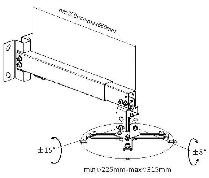 EQuip Projector Ceiling Wall Mount Bracket White