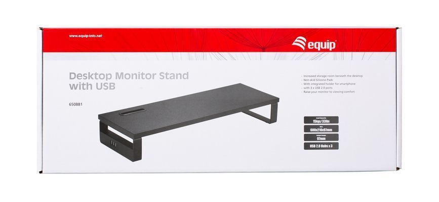 EQuip Desktop Monitor Stand with USB Black