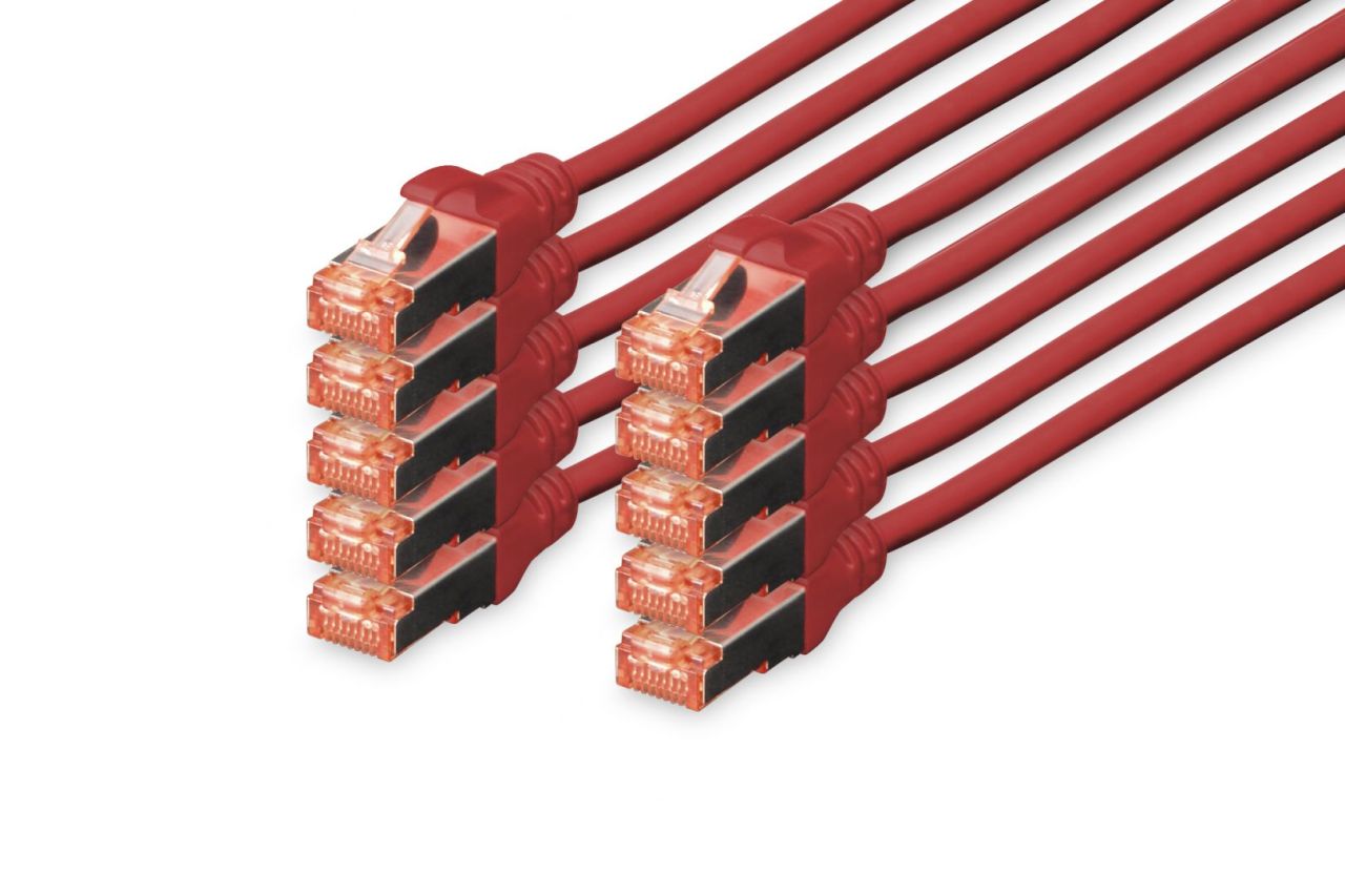 Digitus CAT6 S-FTP Patch Cable 0,25m Red (10db)