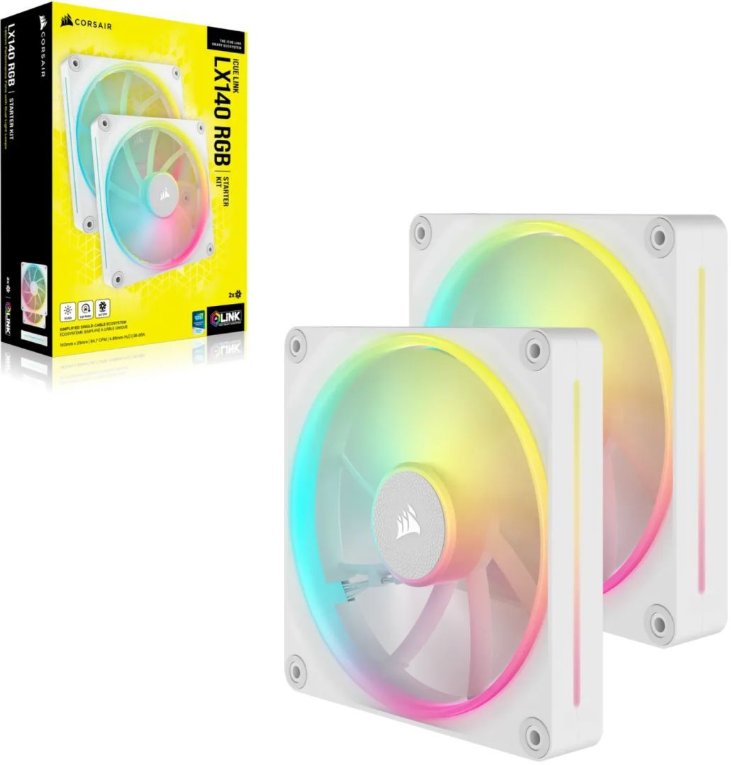 Corsair iCUE LINK LX140 RGB 140mm PWM Dual Pack White