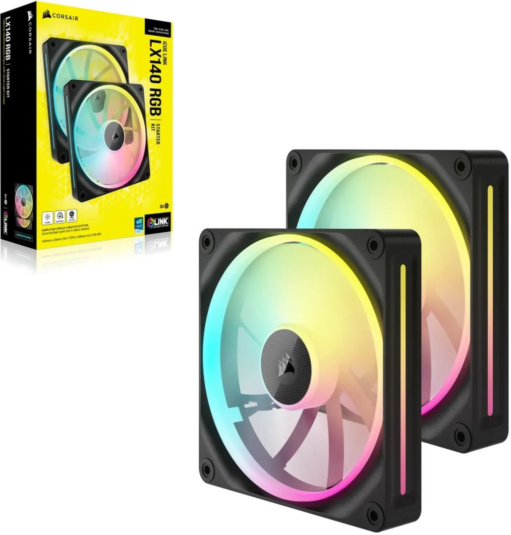 Corsair iCUE LINK LX140 RGB 140mm PWM Dual Pack Black