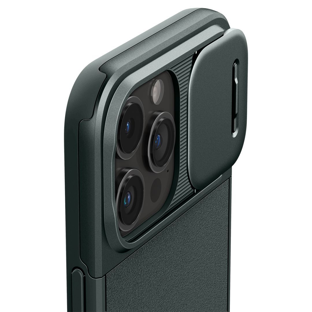 Spigen iPhone 15 Pro Case Optik Armor MagSafe (MagFit) Abyss Green