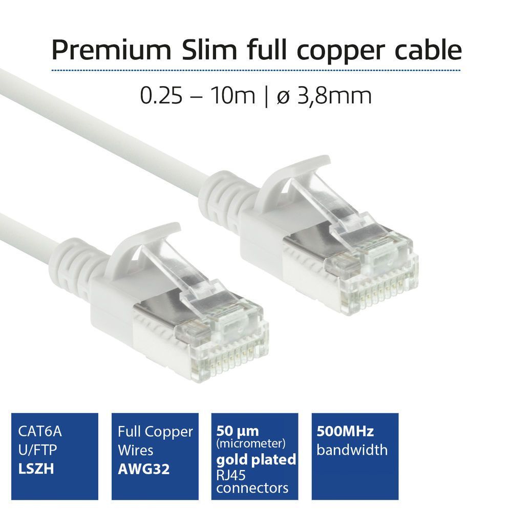 ACT CAT6A U-FTP Patch Cable 2m White