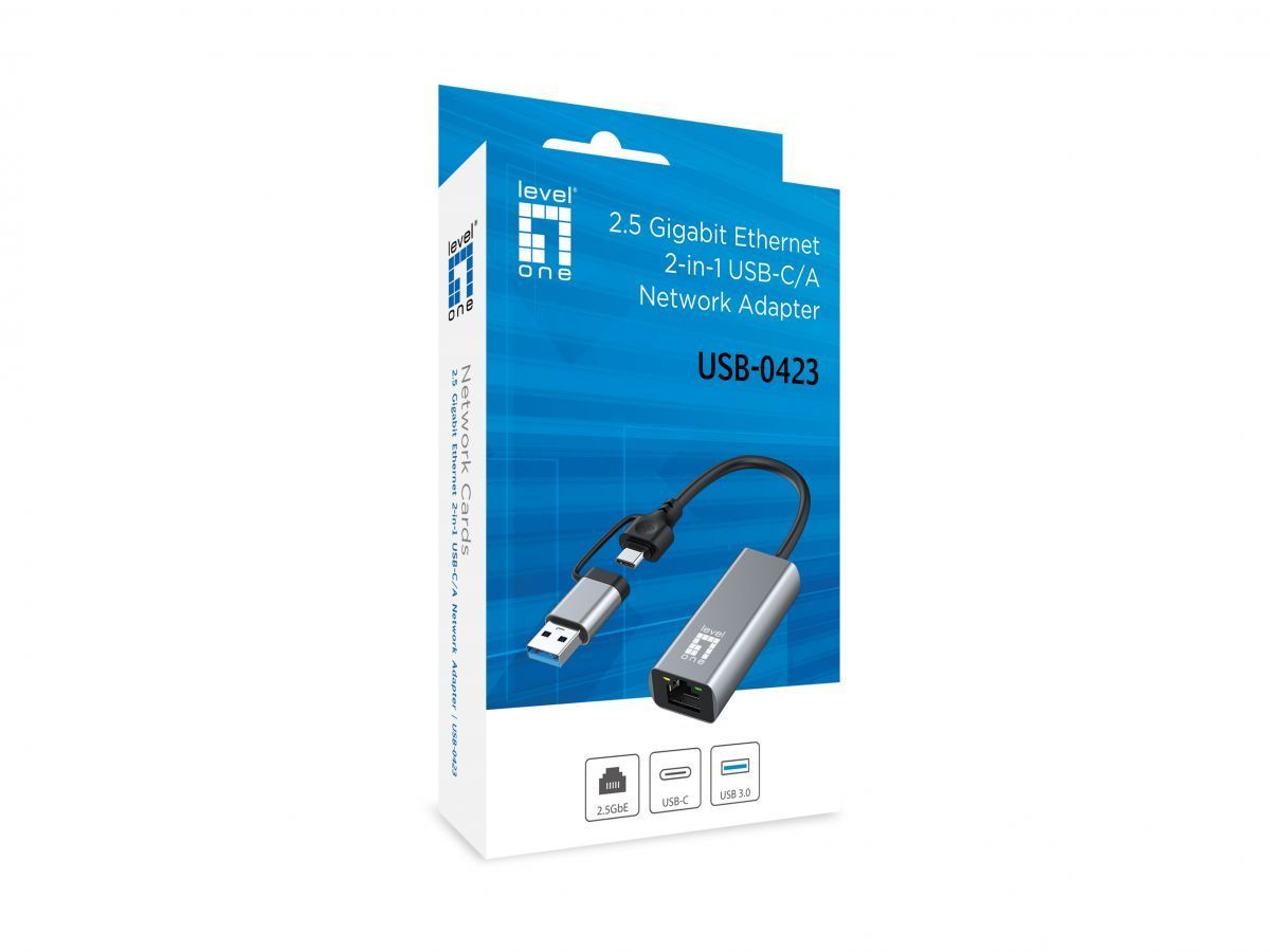 LevelOne USB-0423 2.5 Gigabit Ethernet 2-in-1 USB-C/A Network Adapter