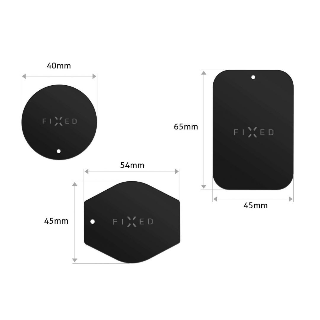 FIXED Icon Mágnes lap készlet mobiltelefonok mágneses rögzítéséhez, 3 db/ csomag, Fekete