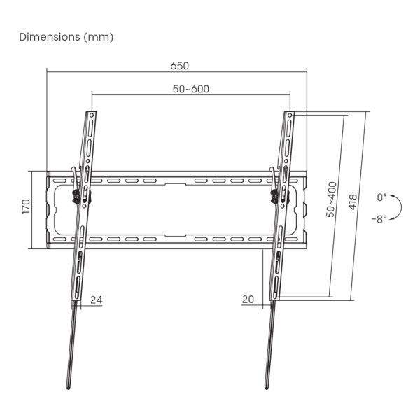 SBOX PLB-3446T-2 37"-80" Universal Wall Stand with Tilt