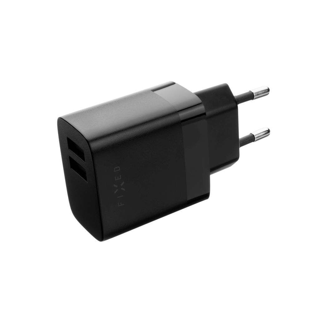 FIXED hálózati töltő 2*USB-A kimenet, 17W, fekete