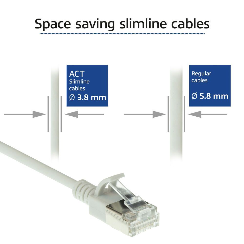 ACT CAT6A U-FTP Patch Cable 1m Grey