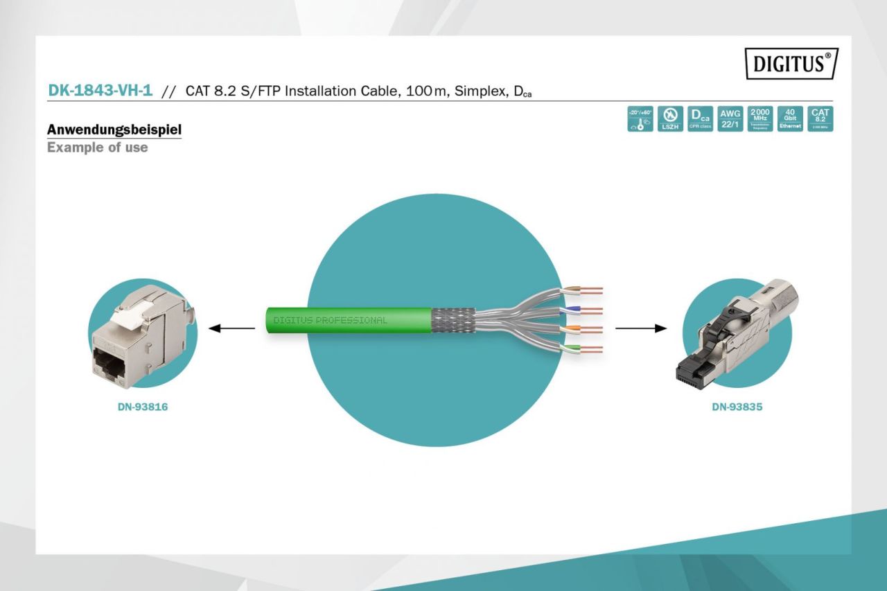 Digitus CAT8.2 S-FTP Installation Cable 100m Green