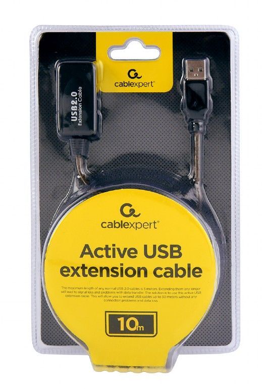 Gembird UAE-01-10M USB 2.0 active extension cable 10m Black