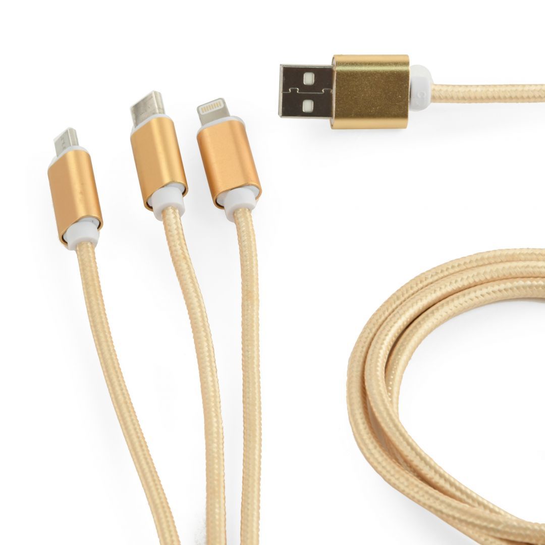 Gembird CC-USB2-AM31-1M-G USB 3-in-1 Charging cable 1m Gold