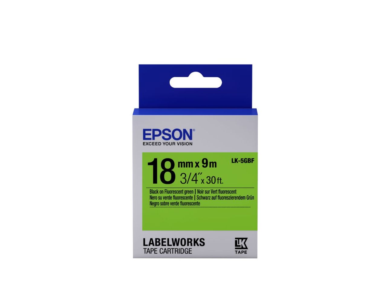 Epson LK-5GBF címkeszalag (18mm) Black on Flourescent Green - 9m