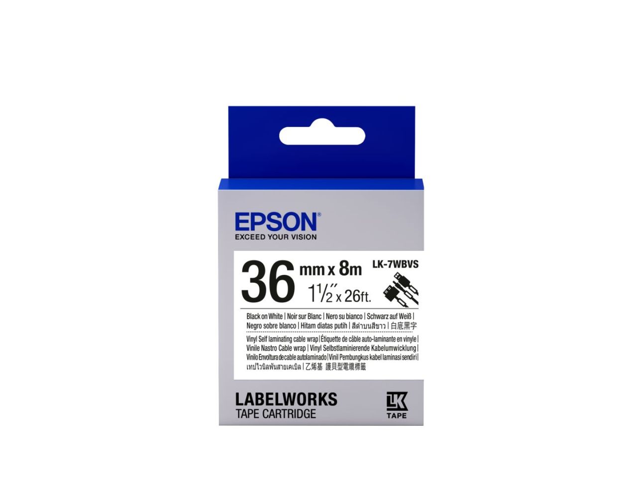 Epson LK-7WBVS címkeszalag (36mm) Black on White - 8m