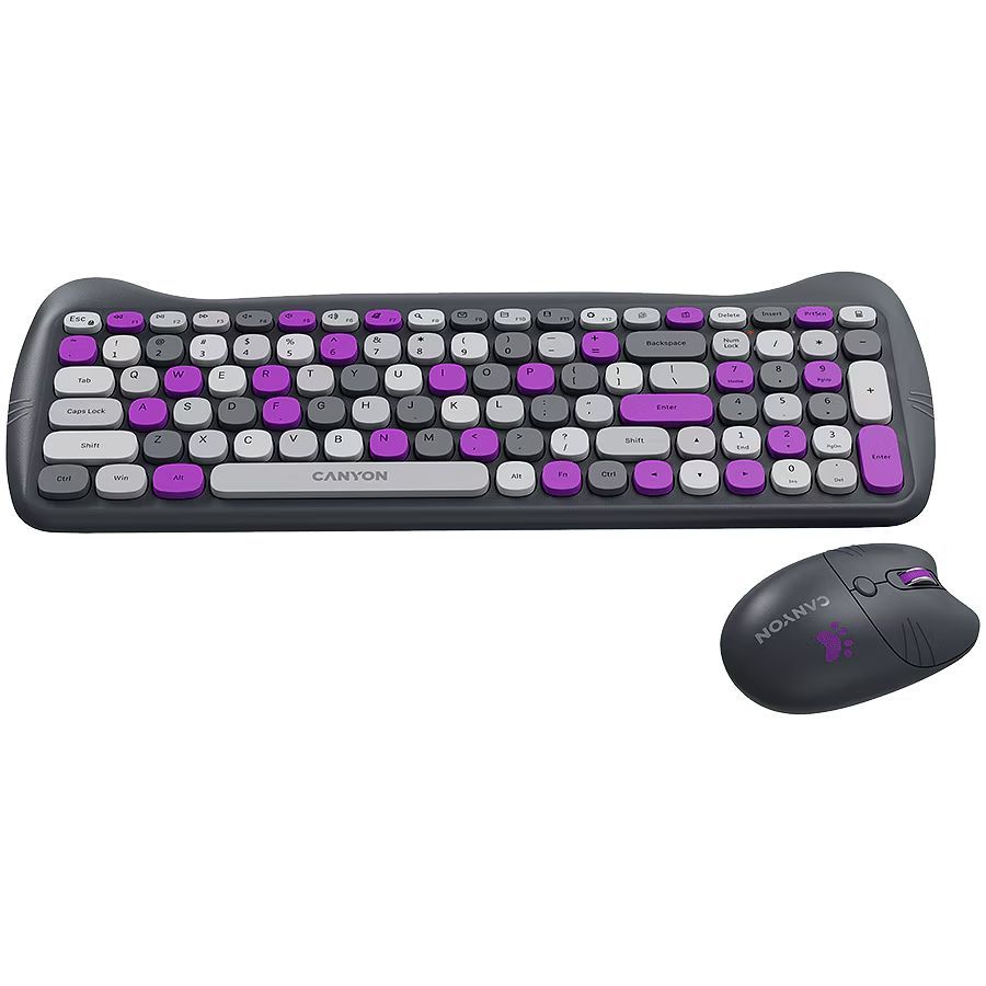 Canyon HSET-W6 Wireless Keyboard Kitty Edition Violet HU