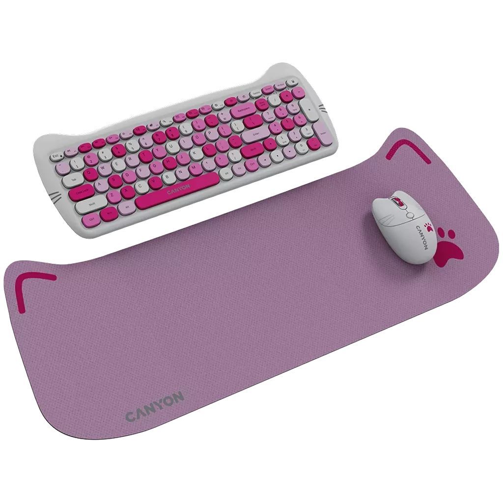 Canyon CNS-HSETW6PK-HU Wireless Keyboard Combo Kitty Edition Pink HU