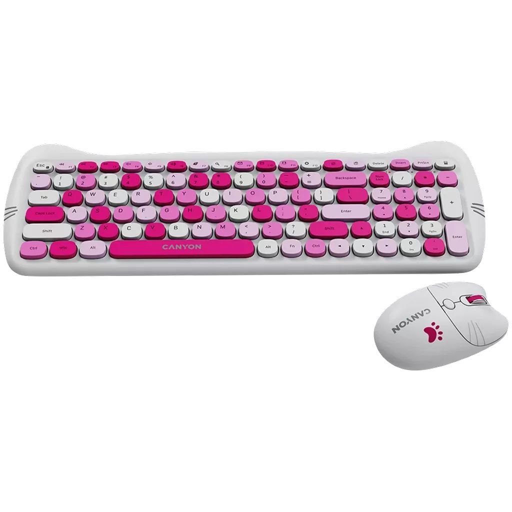 Canyon CNS-HSETW6PK-HU Wireless Keyboard Combo Kitty Edition Pink HU