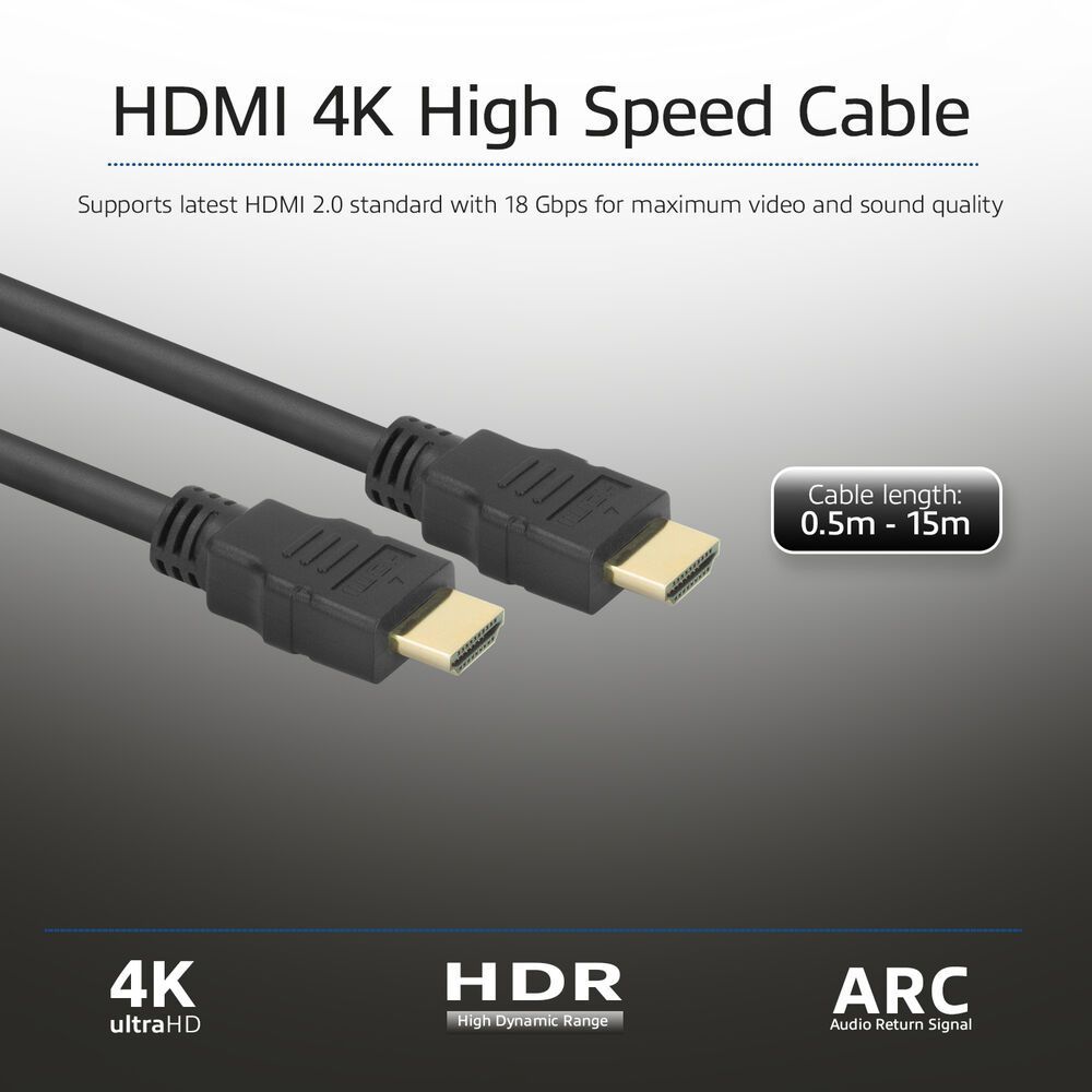 ACT High Speed cable HDMI A male to HDMI A male 15m Black