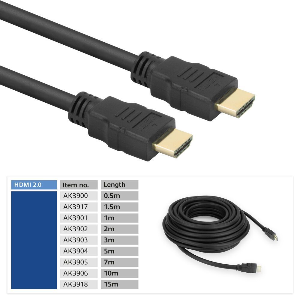 ACT High Speed cable HDMI A male to HDMI A male 15m Black