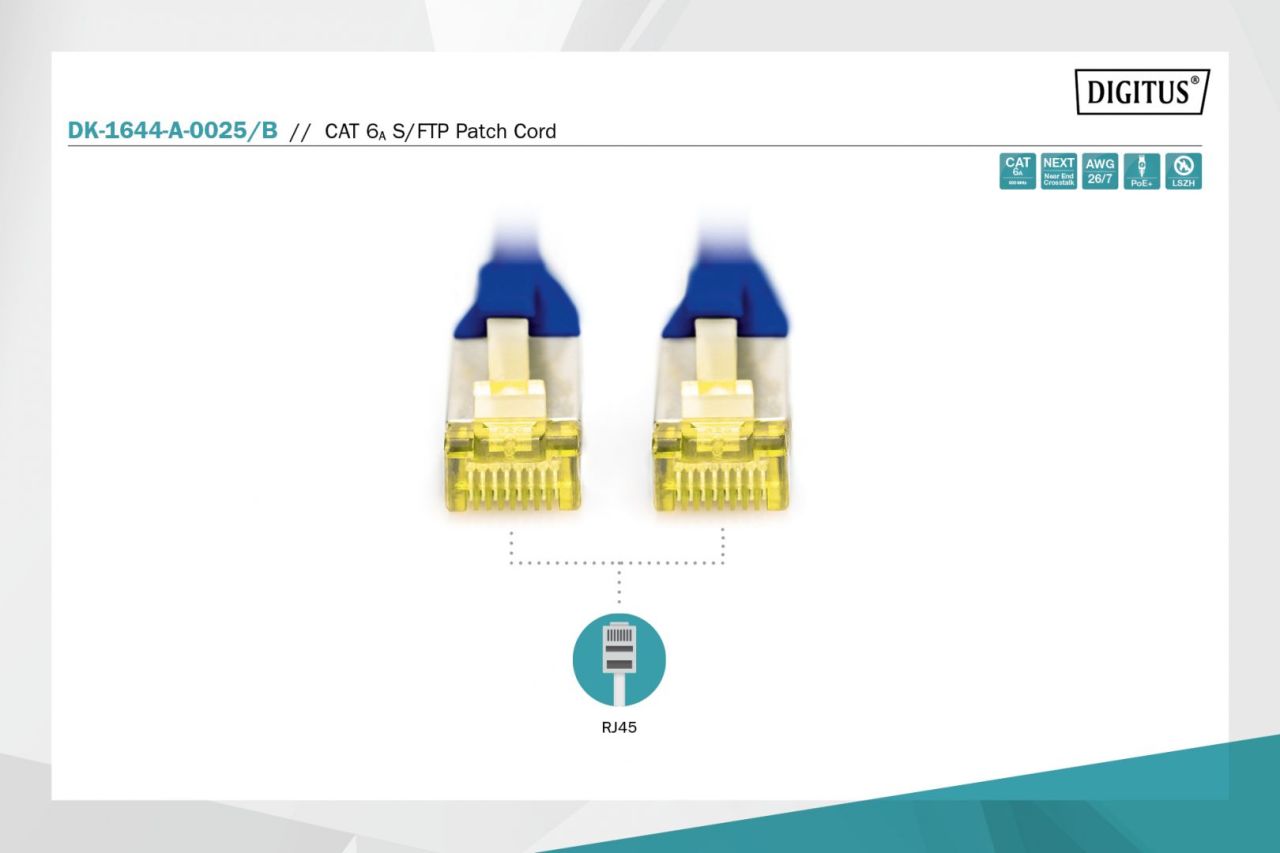 Digitus CAT6A S-FTP Patch Cable 0,25m Blue