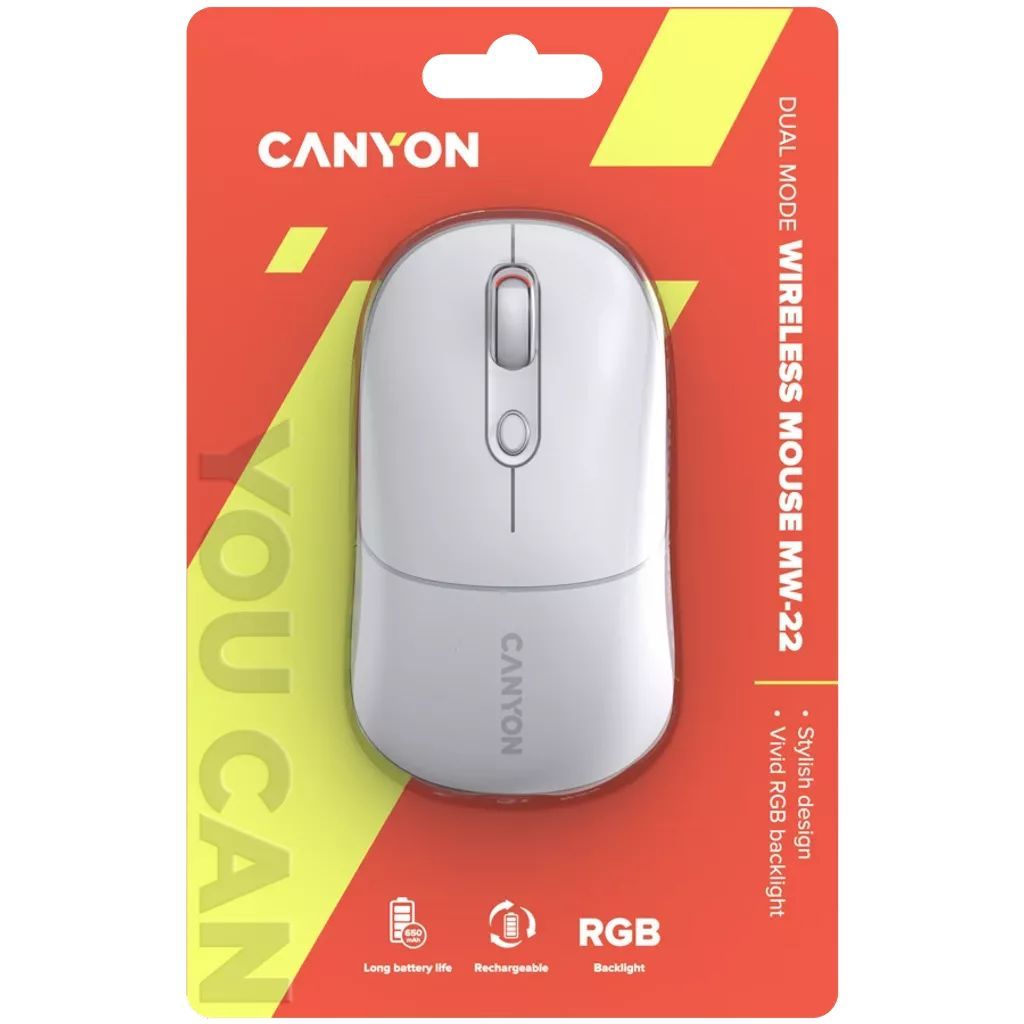 Canyon MW-22 Dual Mode Wireless Bluetooth Mouse Snow White