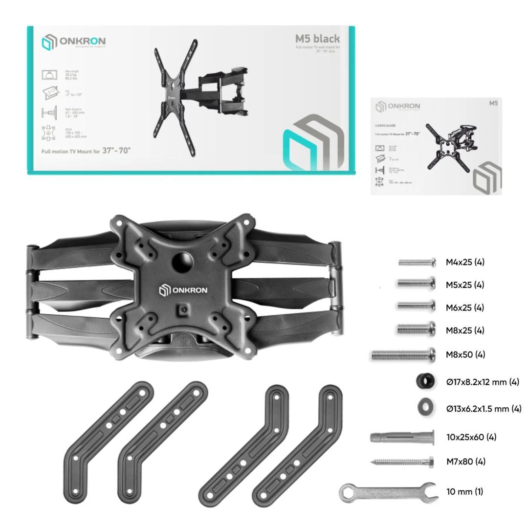 ONKRON Full Motion TV Wall Mount for 32"-55" Black