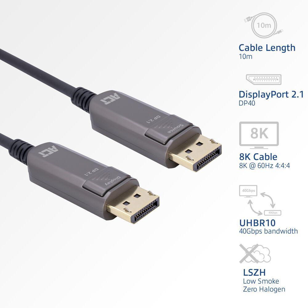 ACT DisplayPort 8K Active Optical Cable male/male 15m Black