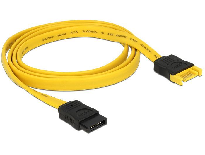 DeLock SATA 6 Gb/s plug > SATA receptacle 100cm Extension cable Yellow