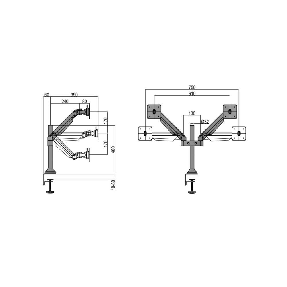 Multibrackets M VESA Gas Lift Arm Dual White