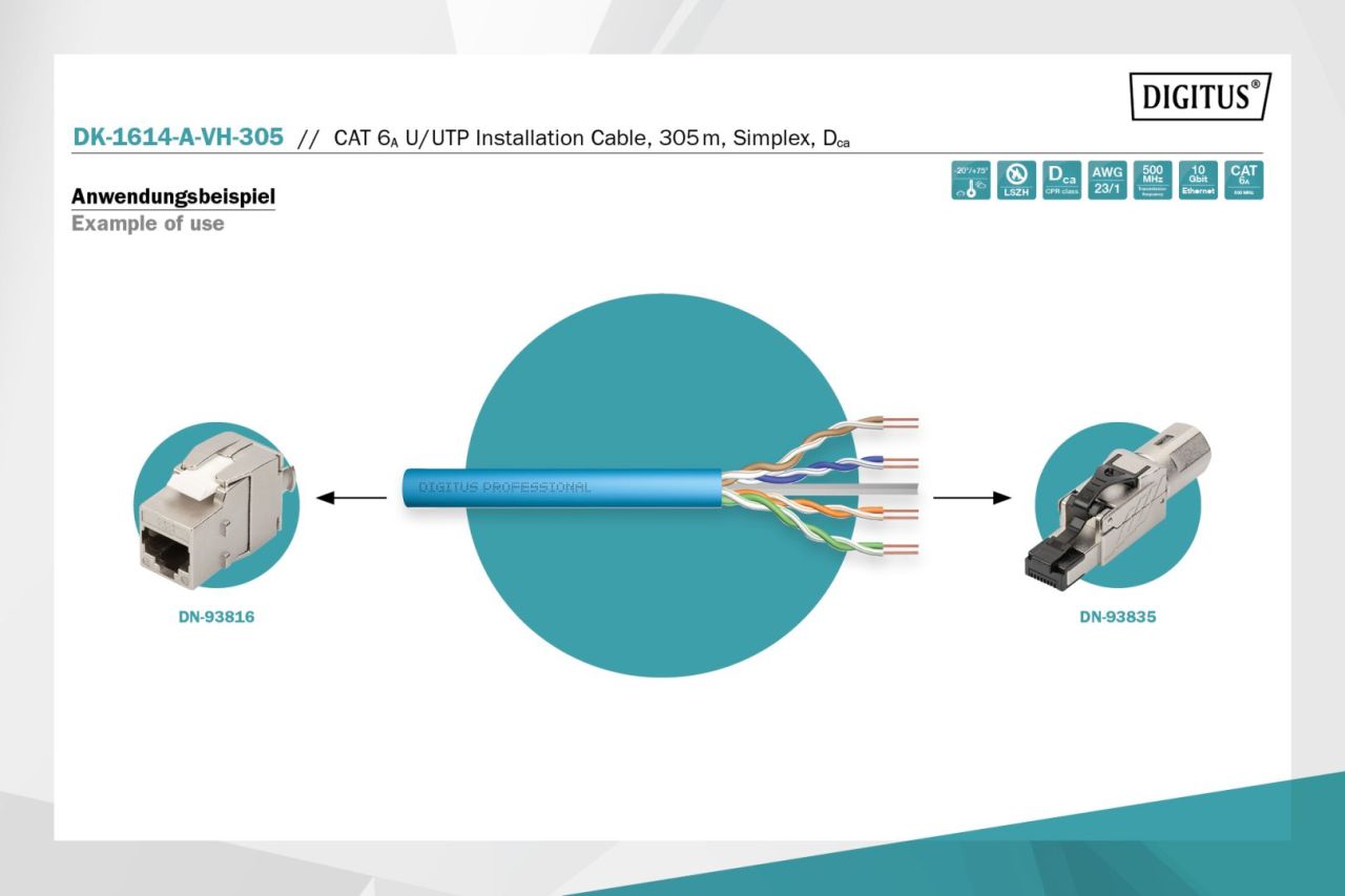 Digitus CAT6A U-UTP installation cable 305m Blue