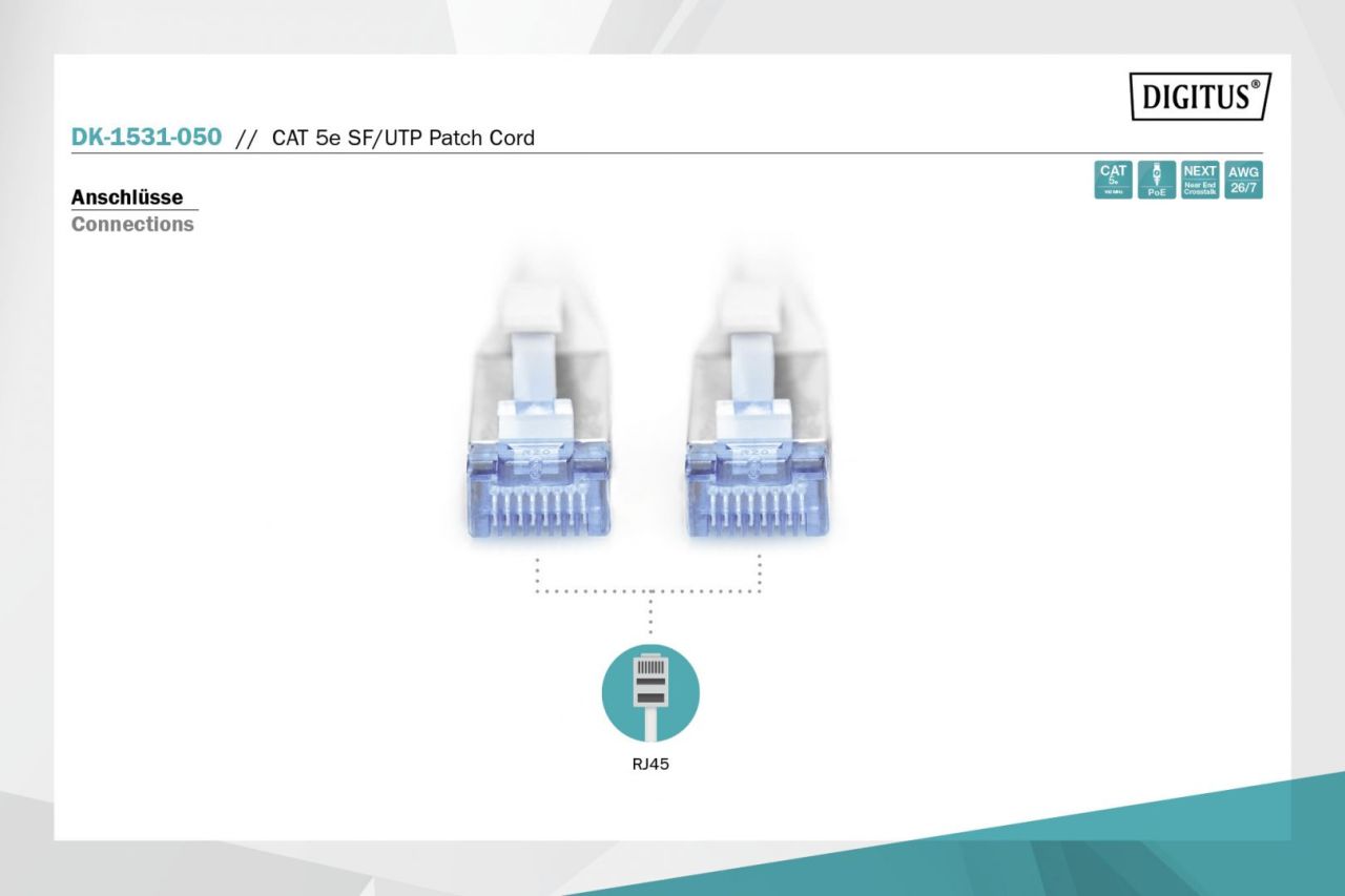 Digitus CAT5e SF-UTP Patch Cable 5m Grey