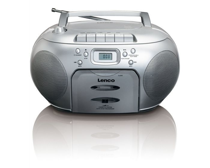 Lenco SCD-420SI Portable FM Radio CD Cassette Player Silver