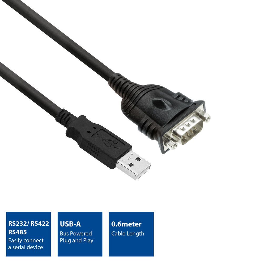 ACT USB to serial adapter 0,6m Black