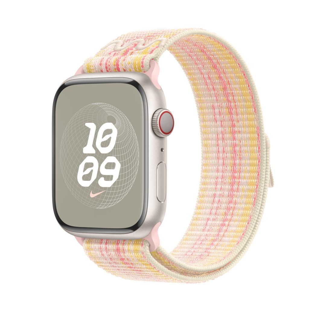 Apple Watch 45mm Nike Band: Starlight/Pink Nike Sport Loop