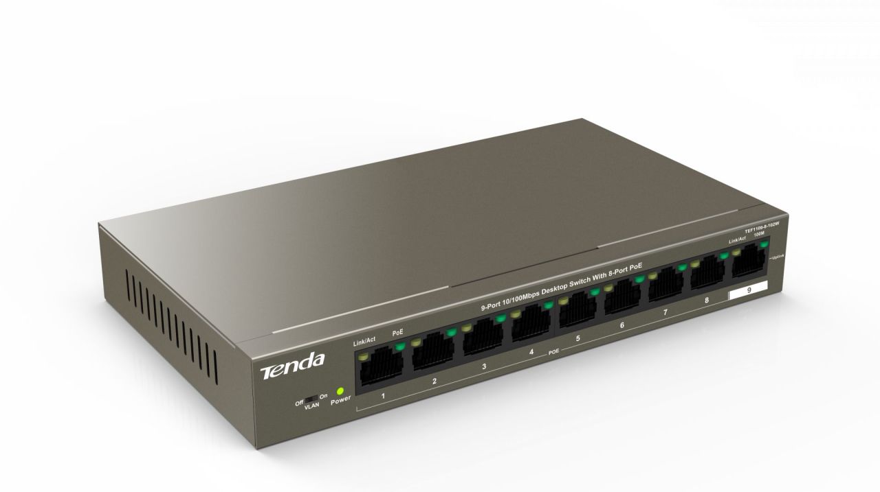 Tenda TEF1109P-8-102W 9-Port Fast Unmanaged Switch With 8-Port PoE