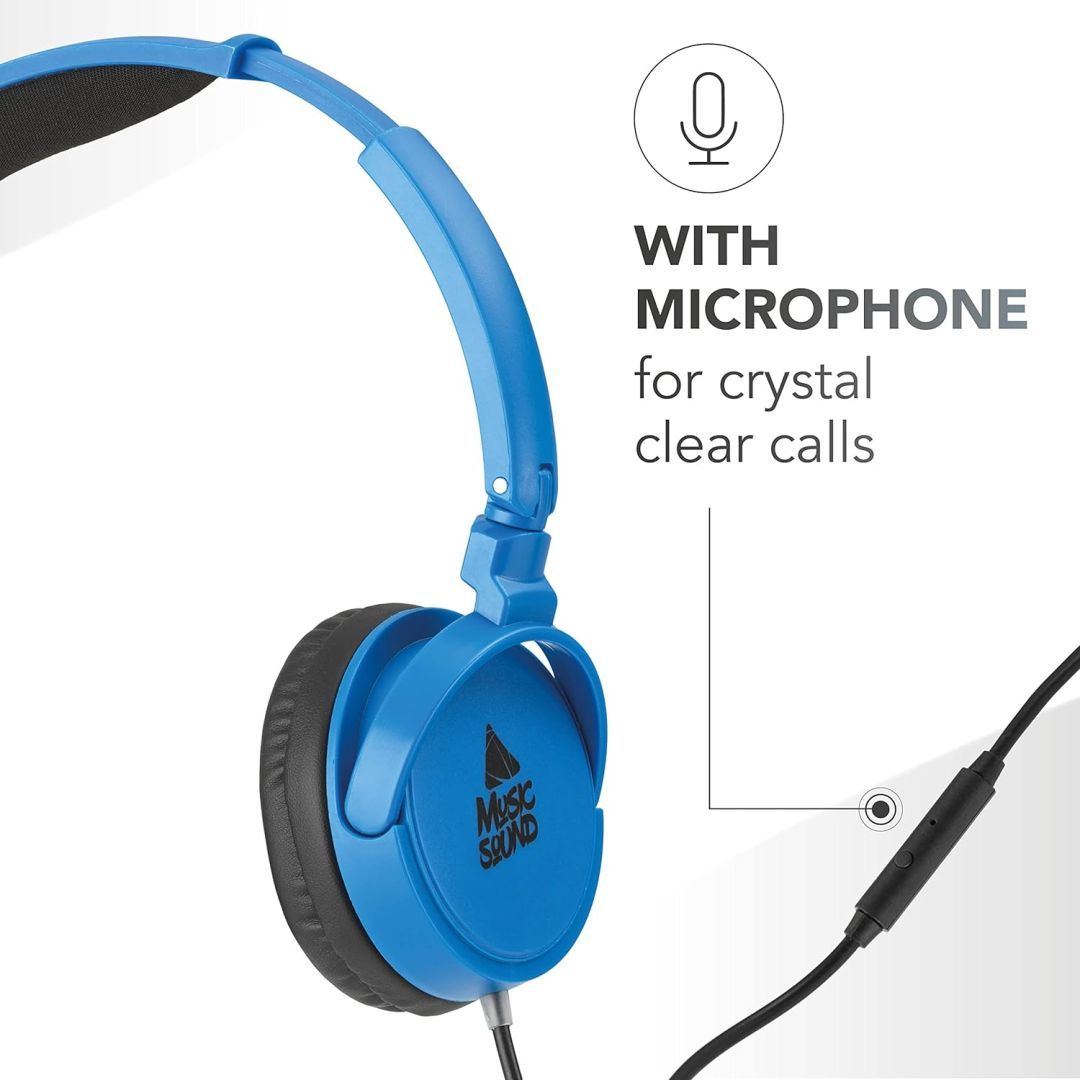 MUSICSOUND Over Ear Basic Wired Headset Blue