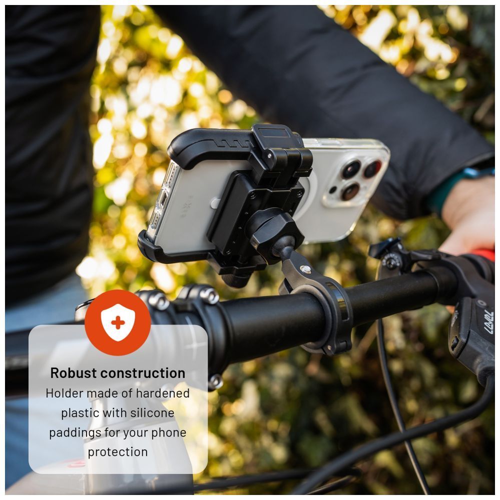 FIXED Bikee Plus kerékpáros telefontartó, 360°-ban elforgatható, védőszilikon, fekete