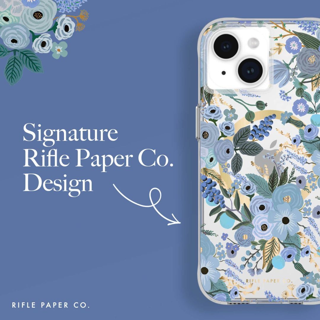 Case-Mate iPhone 15 case Rifle Party Co. Garden Party Blue MagSafe