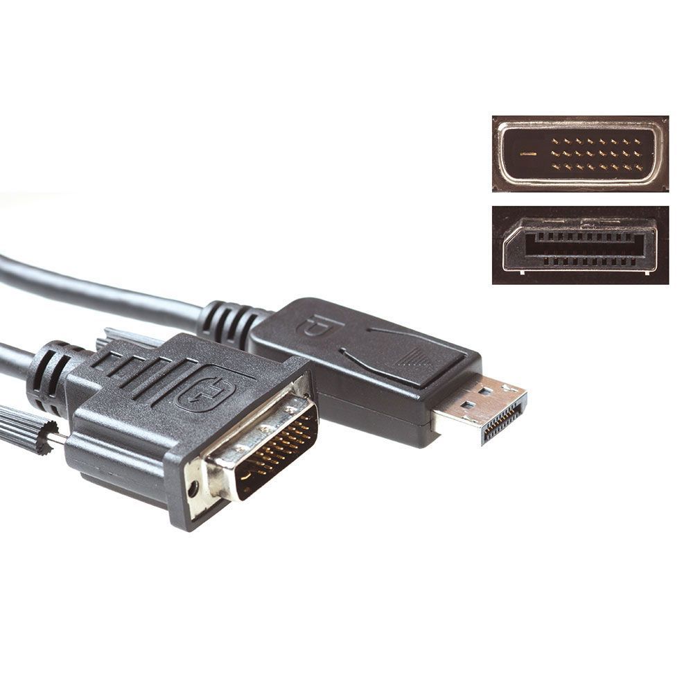 ACT Conversion cable DisplayPort male to DVI male 3m Black